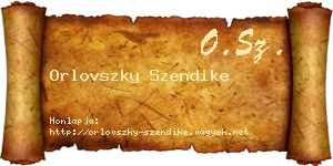 Orlovszky Szendike névjegykártya